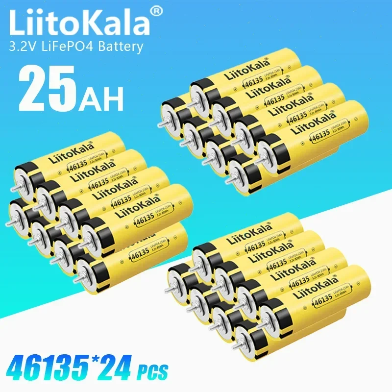 

24pcs LiitoKala 3.2V 25AH 3C battery lithium bateria for diy 12V lifepo4 e-bike e scooter wheel chair AGV car Golf carts