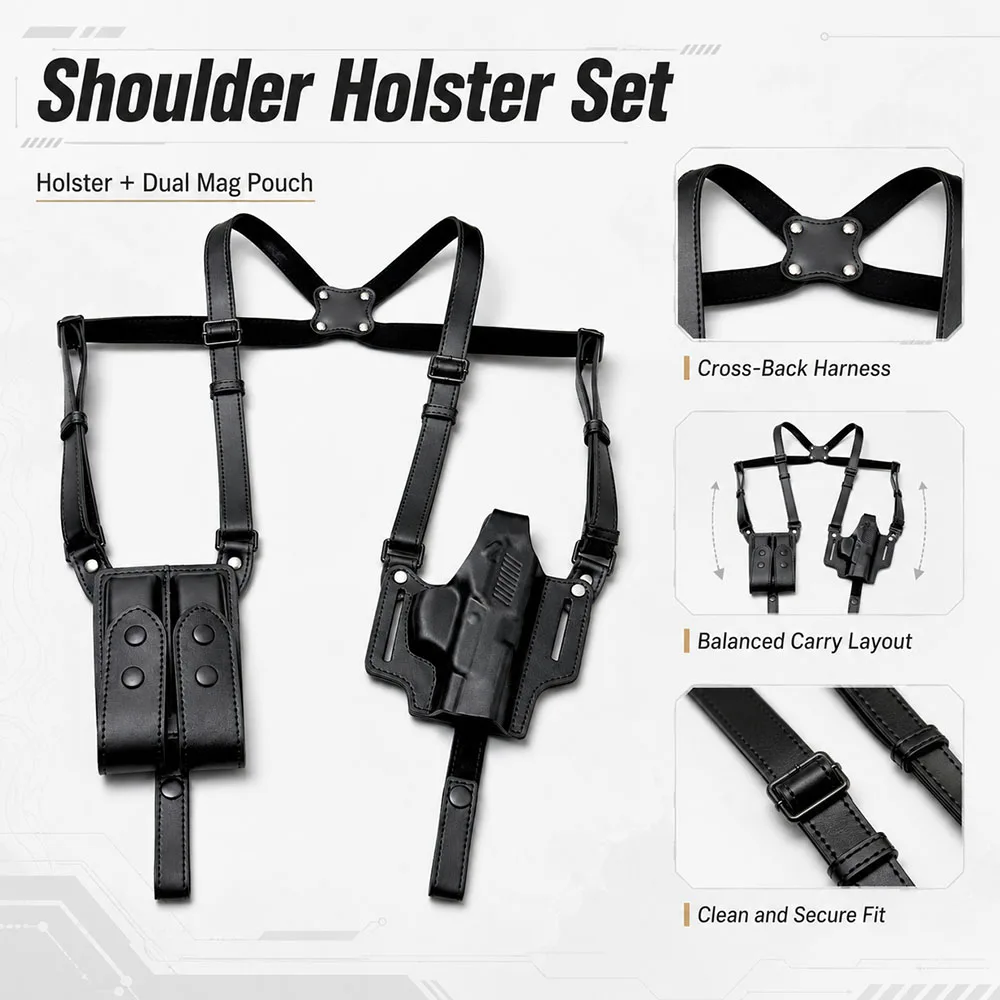 Tactical Underarm Shoulder Holster Vertical Universal Pistol Gun Holster Bag For Glock 17 19 92 Combat Airsoft Hunting Gear