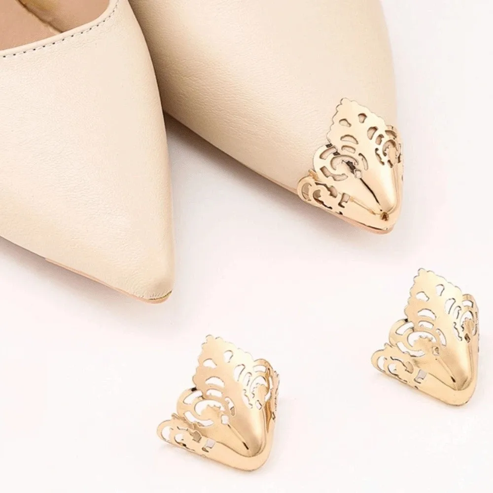 1 Pair Alloy Metal High Heels Tip Covers Scratch Resistant Shoe Repair Pointed Toe Caps Anti Kick Shoe Pointed Protector Shoes