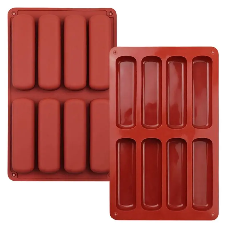 J1UL1N 2PCS Finger Biscuit Silicone Mould,8 Cavities Cereal Bars Baking Mould,Chocolate Bar Mold, For Cnady, Bread,Muffin,Soap