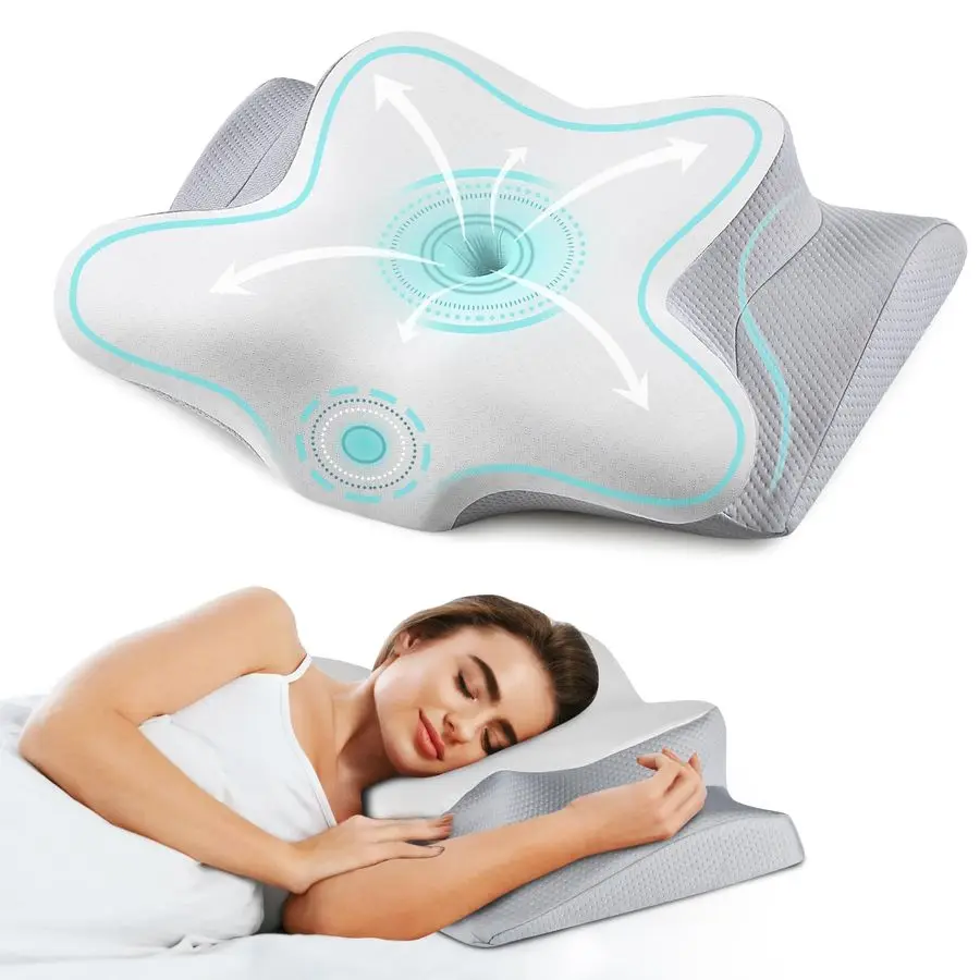 

Neck Pillow Ergonomic Side Sleeper Pillow for Pain Relief, Contour Cervical Pillow for Sleeping, Memory Foam Pillows for Neck Su