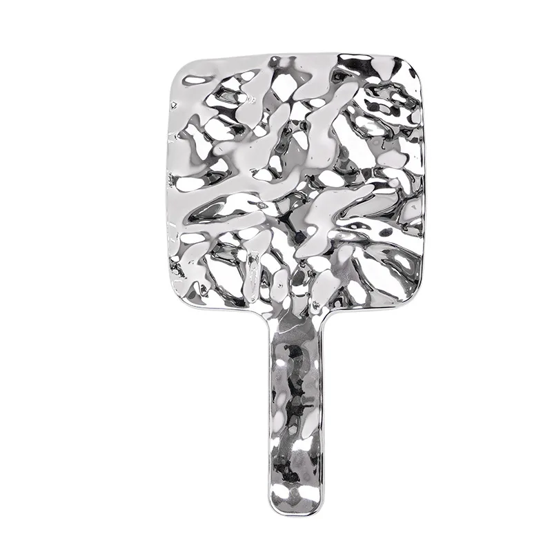 Make-up-Spiegel mit galvanisiertem Vintage-Griff – quadratischer tragbarer HD-Kosmetikspiegel, ideal für Schönheit unterwegs