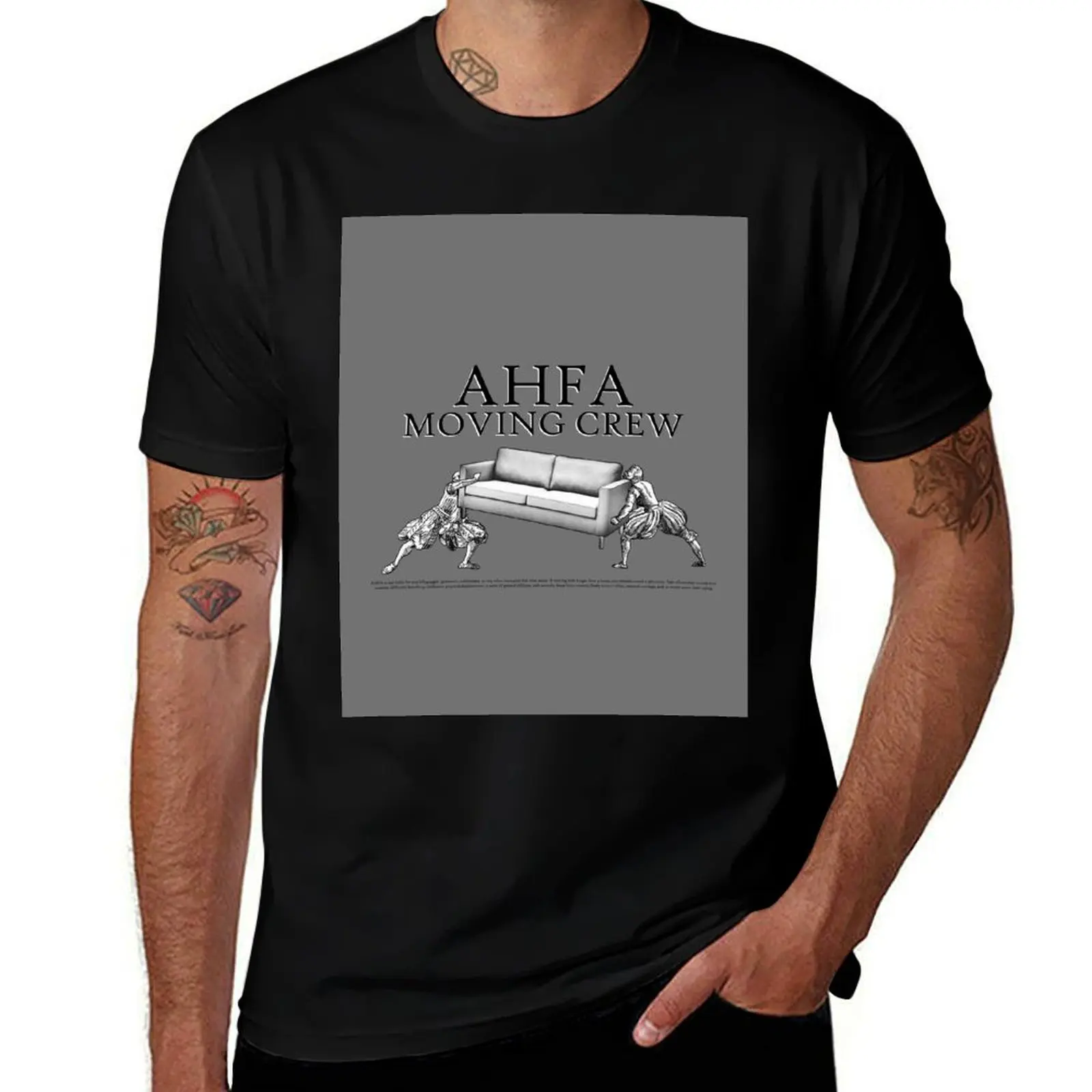 AHFA Moving Crew T-Shirt Retro Style Print Casual Top T-Shirt