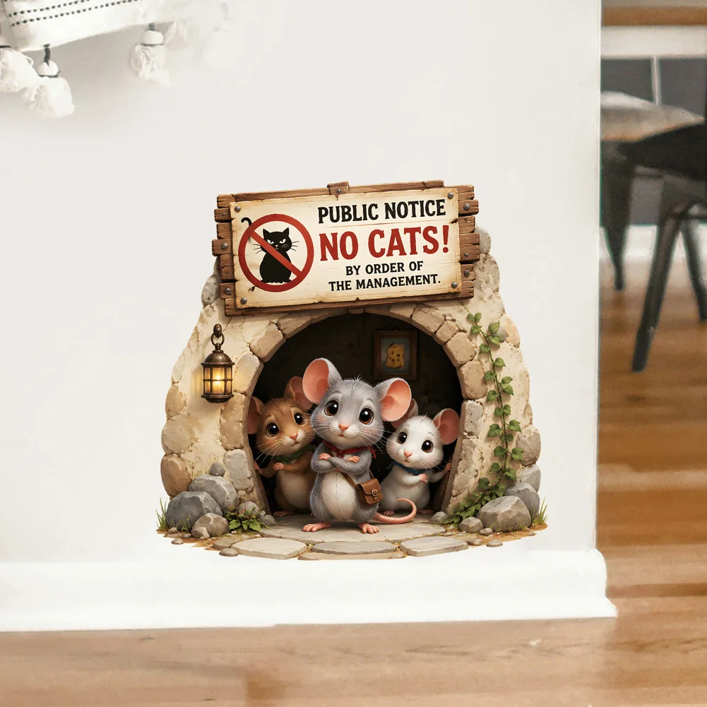 Fun Cartoon Mouse Cave Wall Stickers For Living Room Stairs Decoration Mural Bedroom Corner Decor Self Adhesive Removable Decals