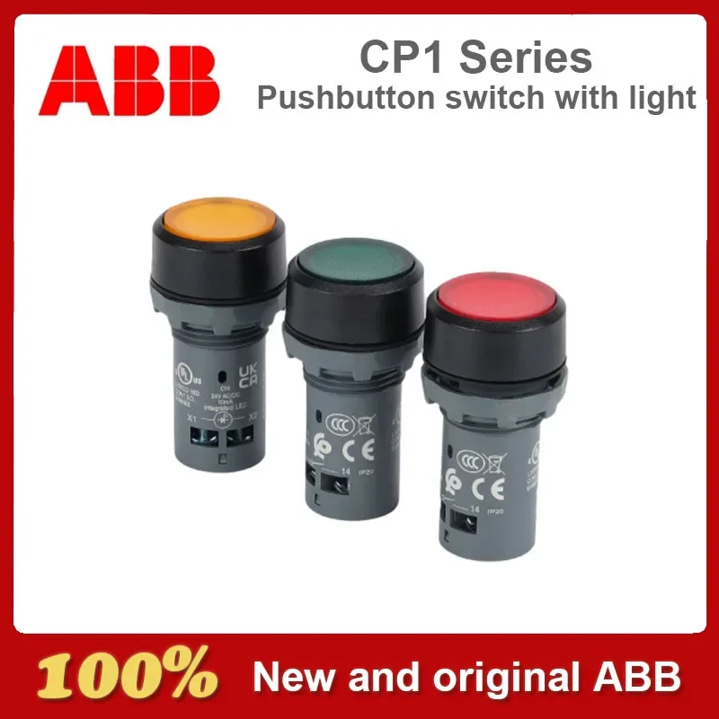 Original  ABB CP1 Series Pushbutton Switch with Light CP1-12G-10 CP1-12R-10 CP1-12R-01 CP1-12Y-10 CP1-12L-10 CP1-12C-10  110V