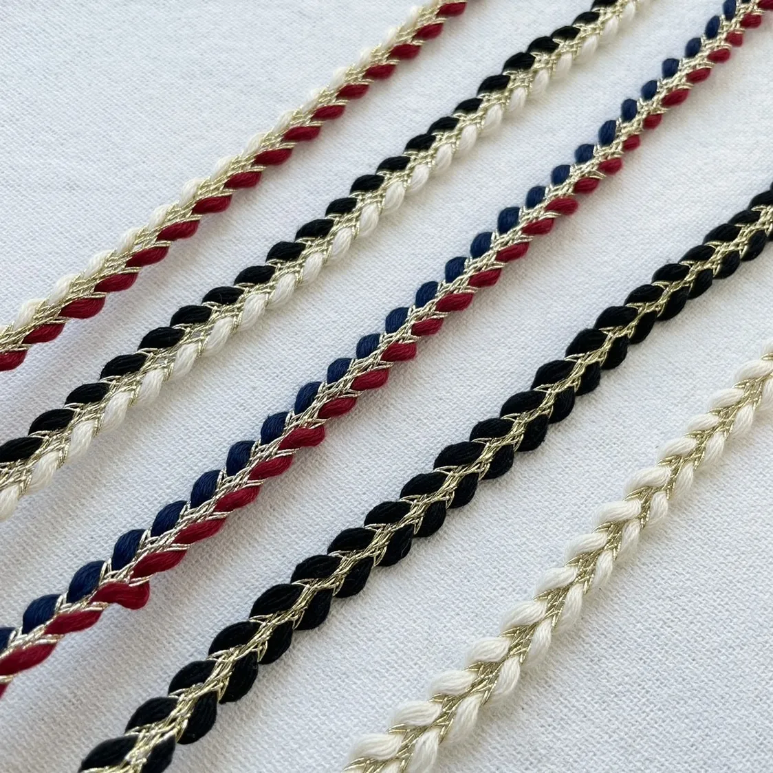 10mm Two-Color Gold Silk Cotton Yarn Clothing Trim Lace Ribbon White Gold Black Gold Red White Blue Dual Color DIY Handmade Accessories