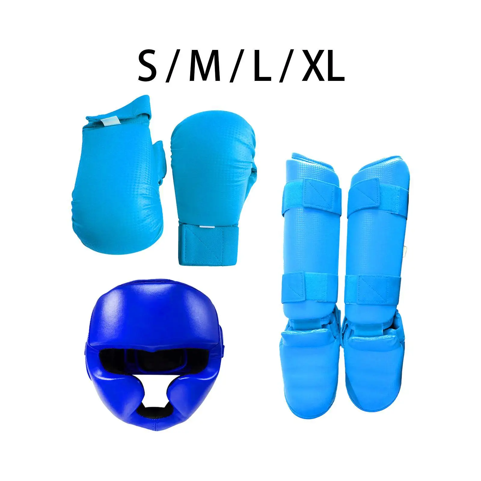 Karate Sparring Gear Set Boxing Headgear Exercise Practice Karate Shin Guards