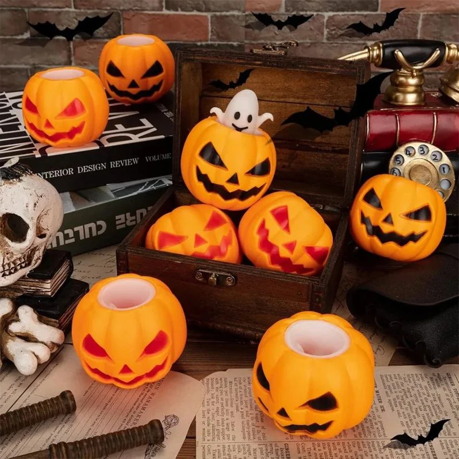 Halloween Jack-O'-Lantern Pumpkin Decor 2 Styles Evil Face for Halloween Party Table Home Decor Spooky Design Party Prop