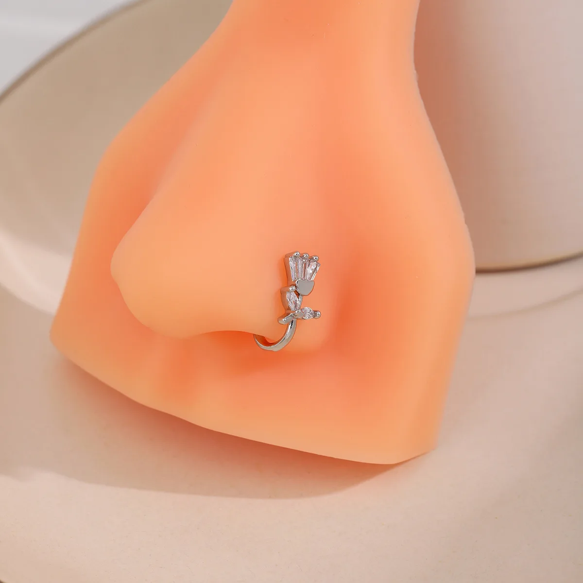 U-Shape Non-Piercing Flower Nose Ring