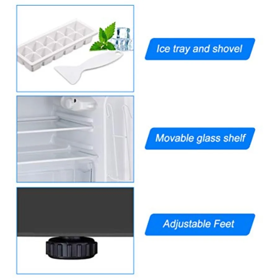 ثلاجة صغيرة مدمجة 3.2 Cu.FT مع فريزر لمكتب النوم والمطبخ تتميز بأبواب مزدوجة وجهاز تحكم في درجة الحرارة قابل للتعديل