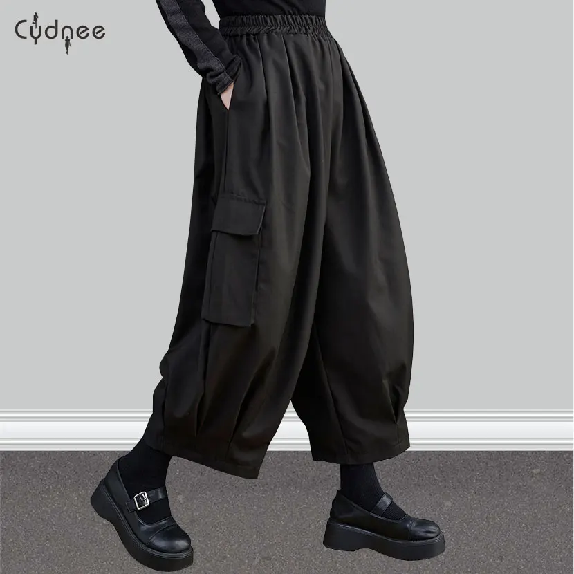 

Women's Wide Leg Long Lounge High Elastic Waist Trousers With Pocket Summer Palazzo Pants Plus Size Capris Cargo Pants Bloomers