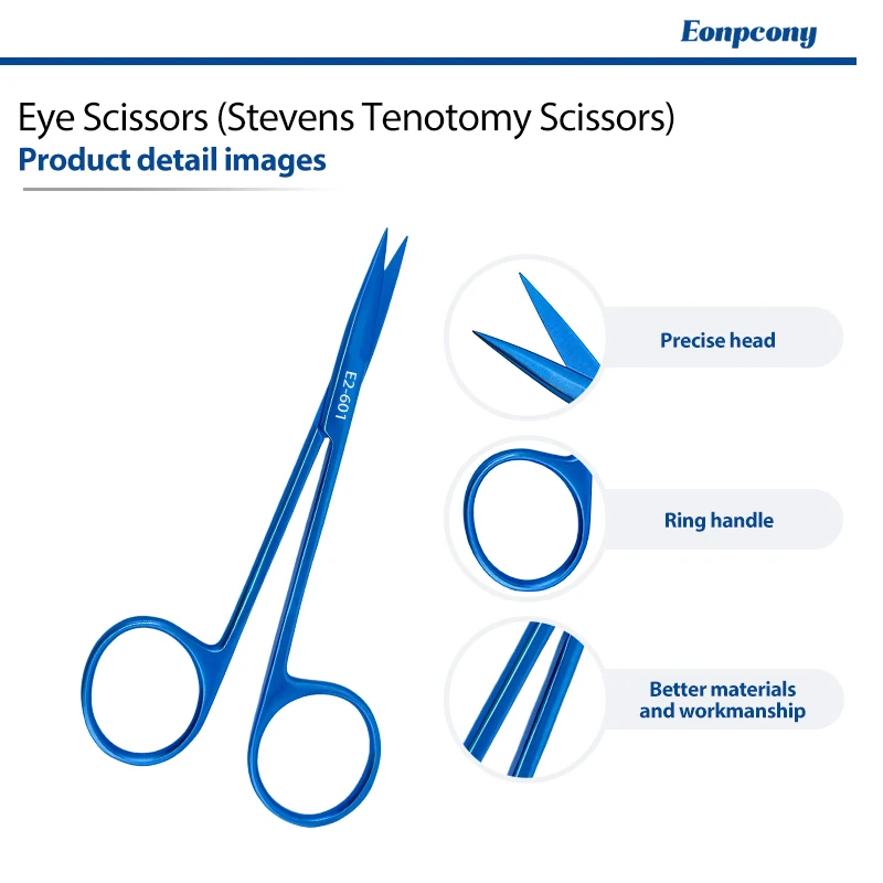 Titanium Alloy Stevens Tenotomy Eye Scissors Curved Sharp Tip Ophthalmic Micro Surgical Tissue Cutting Instruments