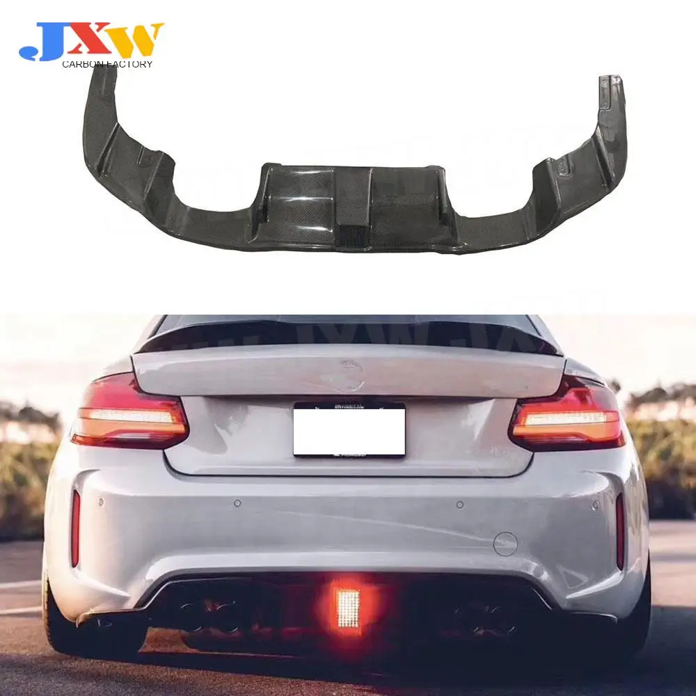 Dry Carbon Fiber Rear Diffuser With LED Lamp for BMW 2 Series F87 M2C Coupe 2 Door 2016 2017 2018 Bumper Lip Guard Car Styling