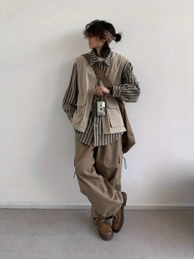 

Мужской комплект из двух предметов: ретро-рубашка с эффектом двухслойности и лоскутным узором, повседневная куртка в стиле преппи с длинным рукавом, японский стиль