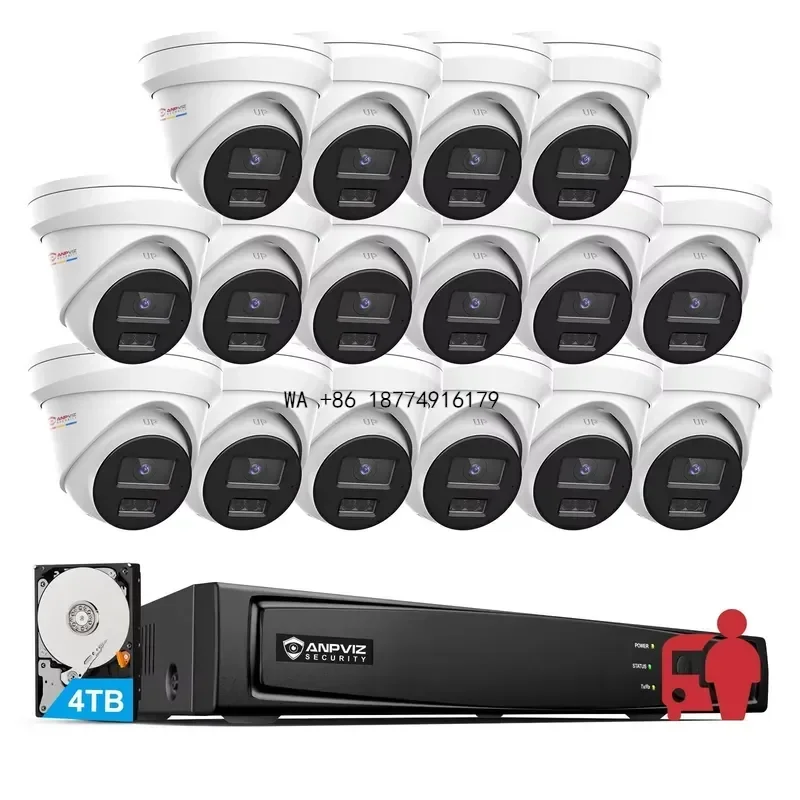 wmwmnu Anpviz 16CH 4K PoE Security System 16pcs H.265+ Wired 8MP IP Cameras Color Night Vision 12MP PoE NVR for 24/7
