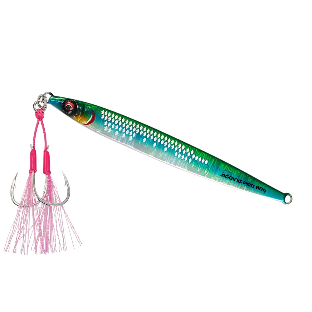 JIGGING PRO Sardine Slider Jig 40g 60g 80g 100g Weitwurf-Metallköder für Küstenangeln im Meerwasser auf Königsfisch und Bernsteinmakrele