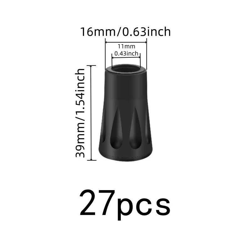 27 pcs Rubber Anti-Slip Material Trekking Pole Tips, great for Outdoor Hiking Trekking, Shock Absorption Design