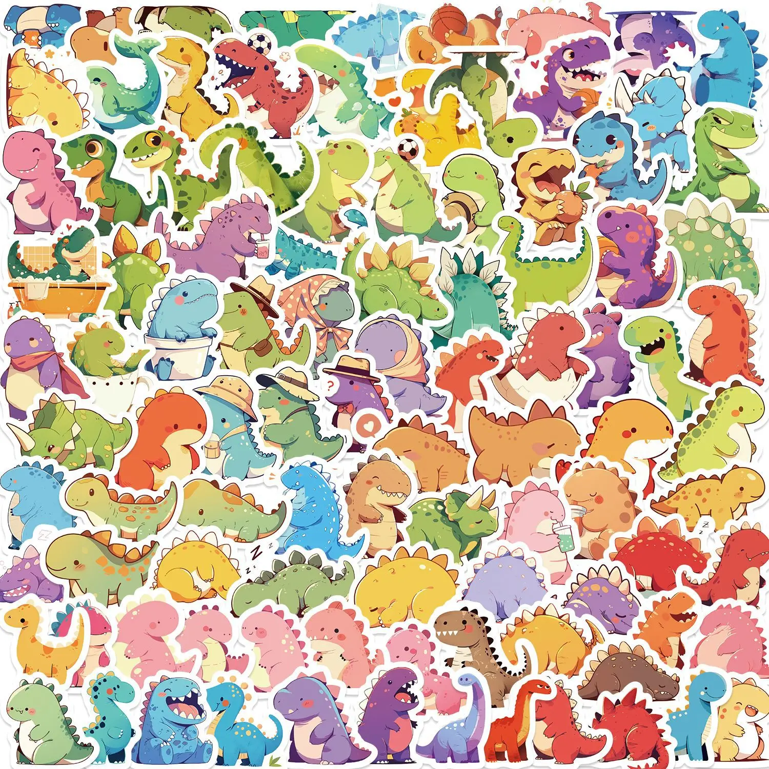 100pcs Mini dinosauri Cartoon Graffiti Stickers telefono fai da te Laptop Notebook valigia adesivo impermeabile regali giocattolo per bambini