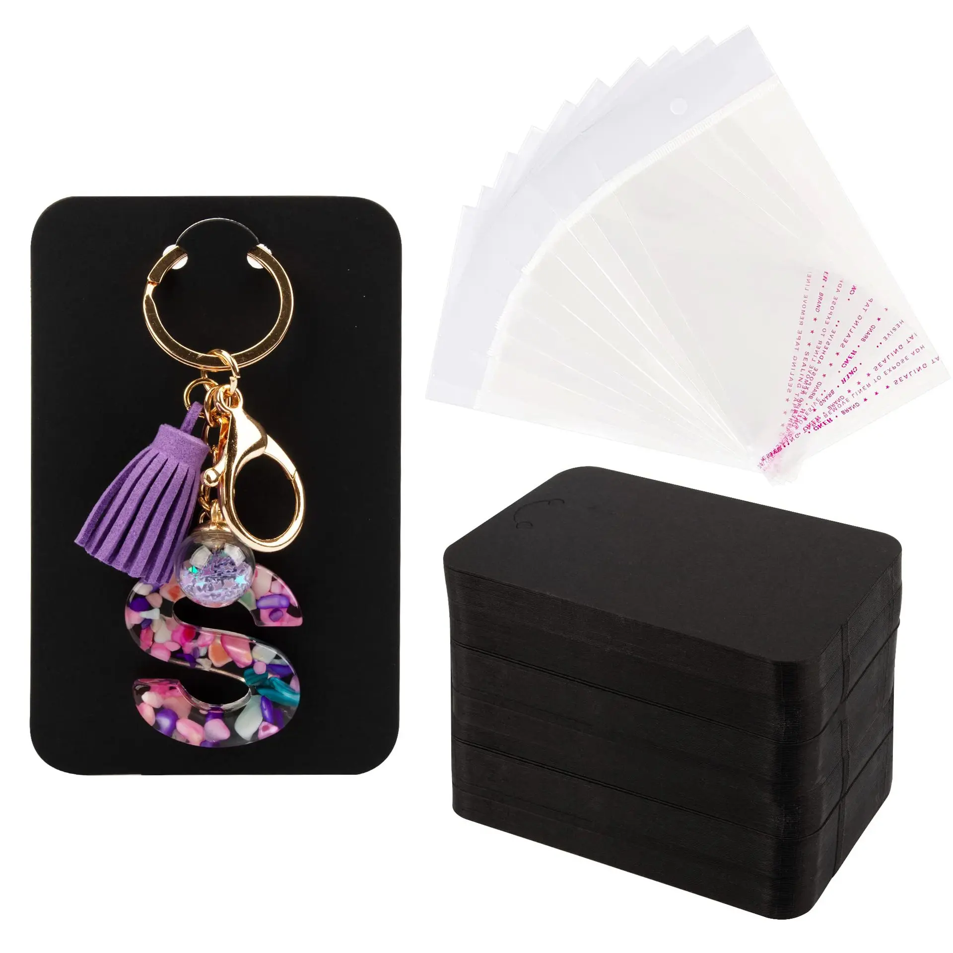 

100 Pcs Keychain Display Cards Self-Sealing Bags 3'' x 4.7'' Keychain Cards Holder for Display Keyring Cards Jewelry Packaging