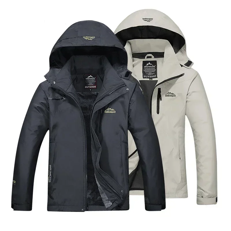 Men Hiking Jacket Winter Inner Fleece Waterproof Women Outdoor Windbreaker Camping Skiing Rain Jacket Thick Thermal Coat