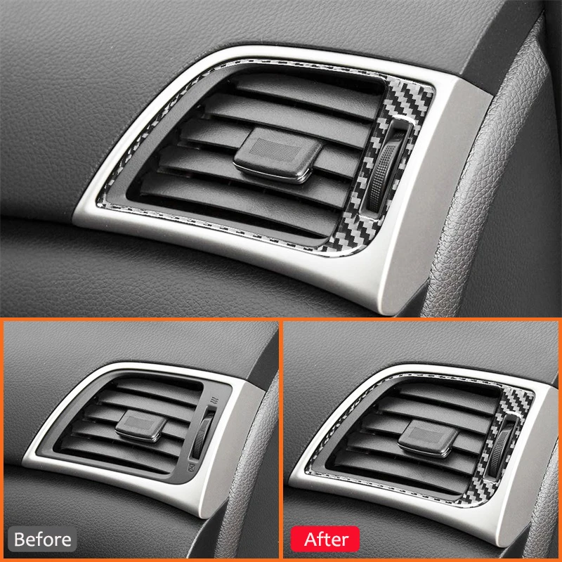 2PCS Carbon Fiber Car Interior Side Air Outlet Vent Frame Decoration Stickers For Nissan Sentra Sylphy 2016-2019 Accessories