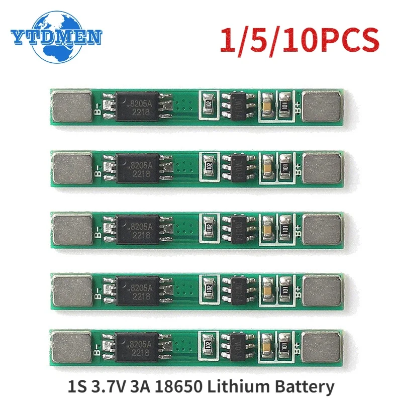 1-10PCS 1S 3.7V 3A Li-ion BMS PCM Battery Protection Board Pcm Module, for 18650 Lithium Ion Li Battery