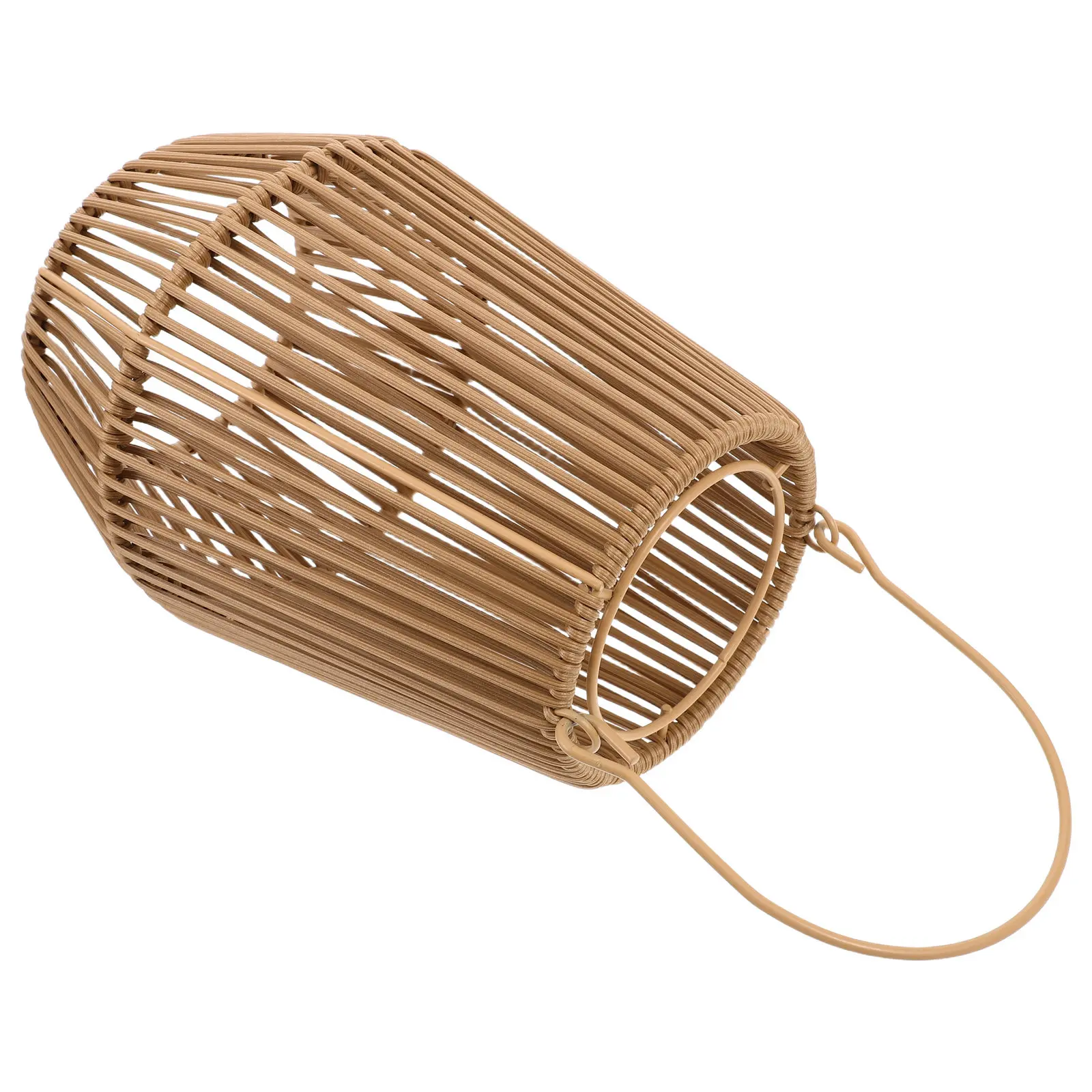 Handwoven Rattan Lamp Shade Rustic Portable Handheld Outdoor Use Lamp Replacement Balcony Camping Soft Illumination