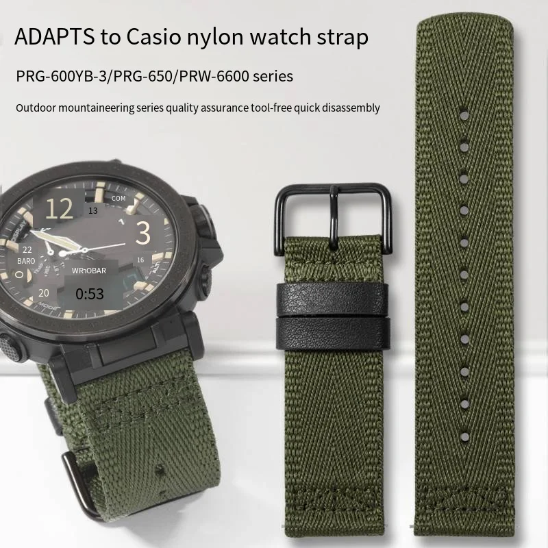 

MiOutdoors Nylon Strap is Suitable for Casio Mountaineering Watch Band PRW-6600 PRG-600 / 650 PROTREK Series Canvas 24mm