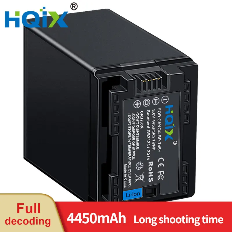 

HQIX for Canon iVIS HF R82 R800 LEGRIA HF R36 R46 R38 R56 R66 R76 R86 R306 R506 R606 R706 R806 Camera BP-745 Charger Battery