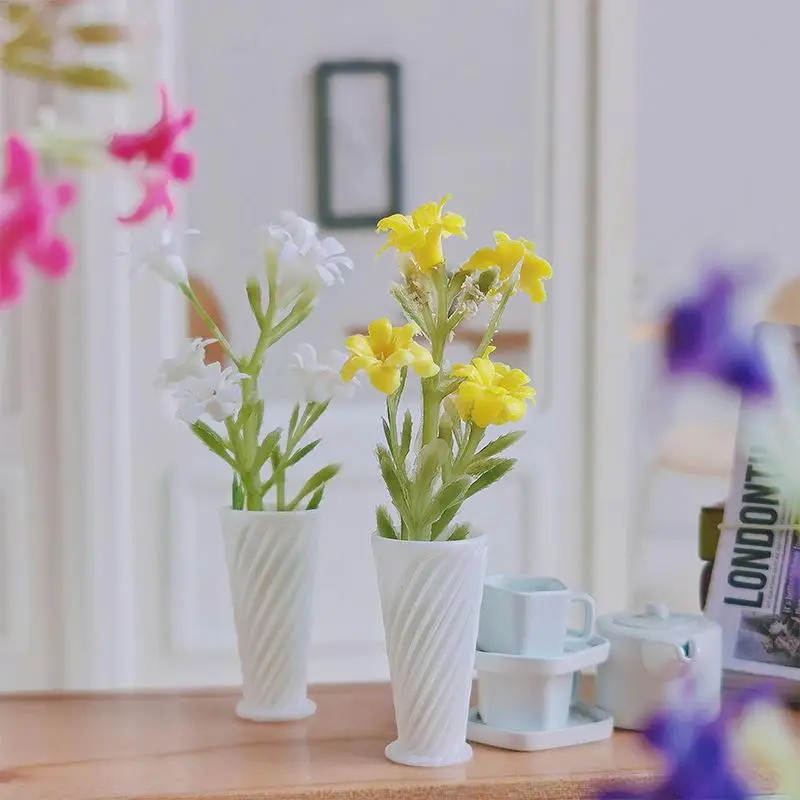 1 조각 인형 집 미니 테이블 꽃 시뮬레이션 식물 화분 모델 소형 데스크탑 홈 장식 마이크로 장면 장식