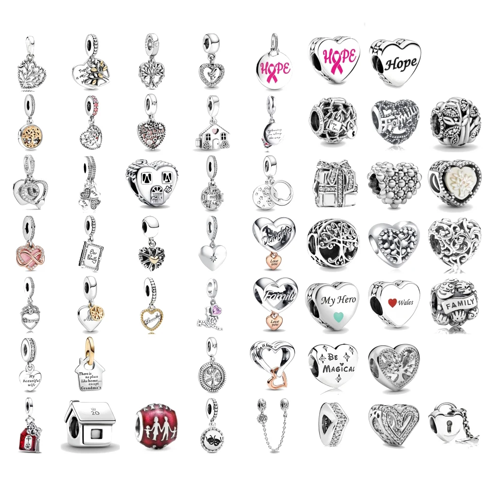 

Новый серебро 925 пробы, дом члена семьи, семейное дерево, подвески, бусины, подходят для оригинального браслета, ожерелья, ювелирные изделия своими руками для женщин