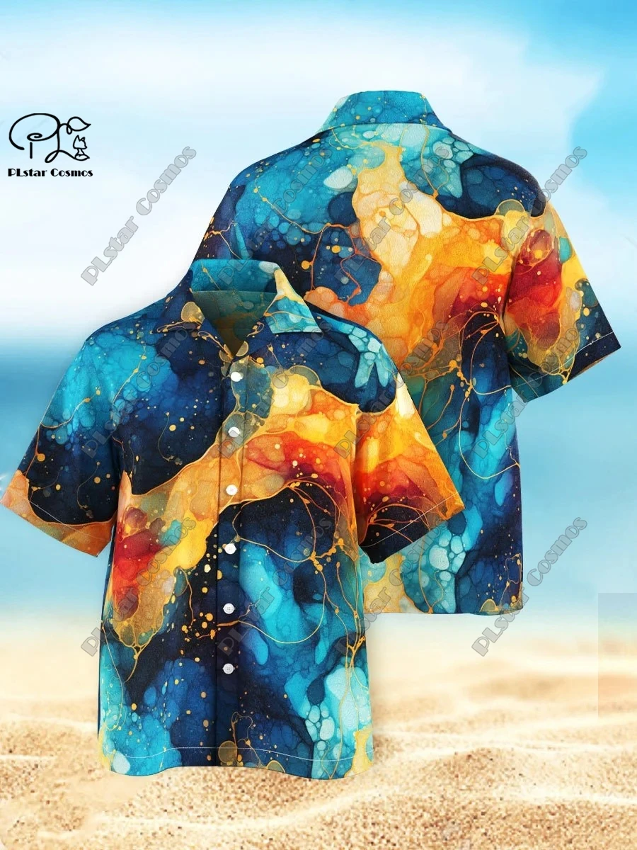 New 3D Printed Men's Sfumato Gradient Art Hawaiian Shirt Summer Short Sleeve Shirt Unisex Shirt Gift  1