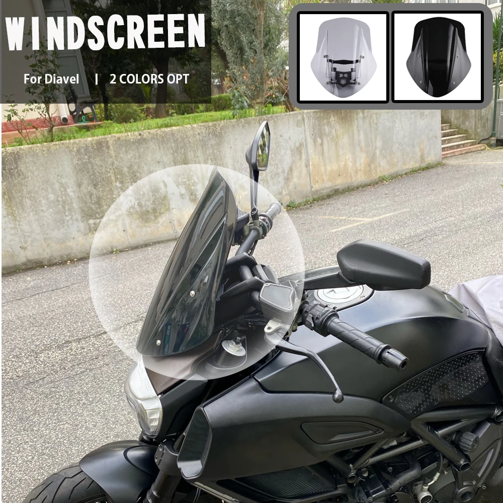 

Motorcycle Touring Sport Windscreen Windshield Flyscreen Wind Deflector for Ducati Diavel 2014 2015 2016 2017 2018 Accessories