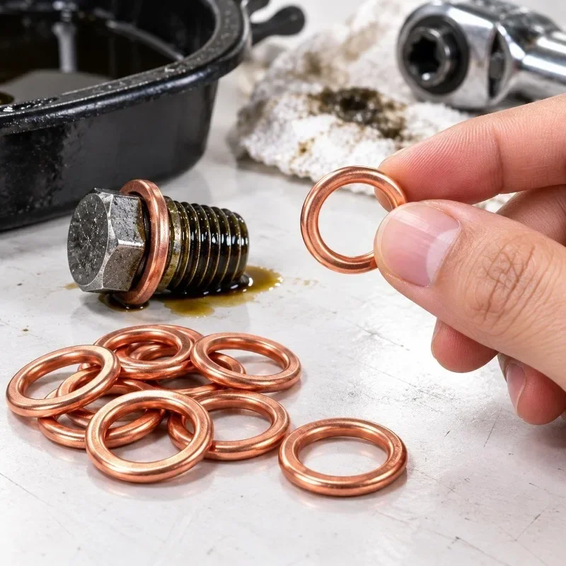 10/30/50pcs Oil Pan Drain Plug Washer Sealing Gasket for VW Audi Model Engine Maintenance Anti Oil Leak Replacement Parts