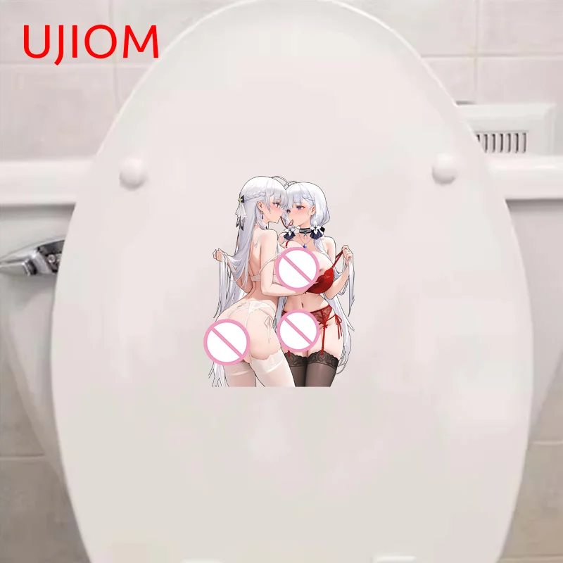 UJIOM NSFW Two GL Girls Kiss Picture Wall Sticker Trendy Creative Alluring Bikini Waifu Decal Unique Bedroom Bathroom Decor