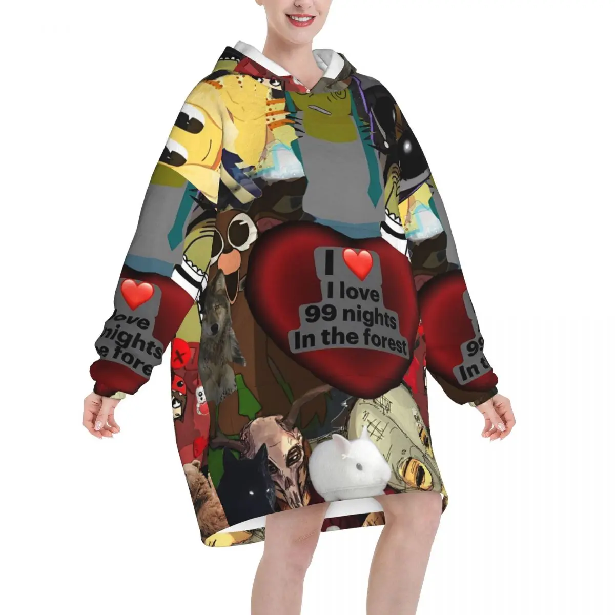 99 ليالًا في الغابات بطانية بقلنسوة يمكن ارتداؤها لألعاب الفيديو بطانية كبيرة مع جيب كيس نوم دافئ ناعم ومريح نيسيي