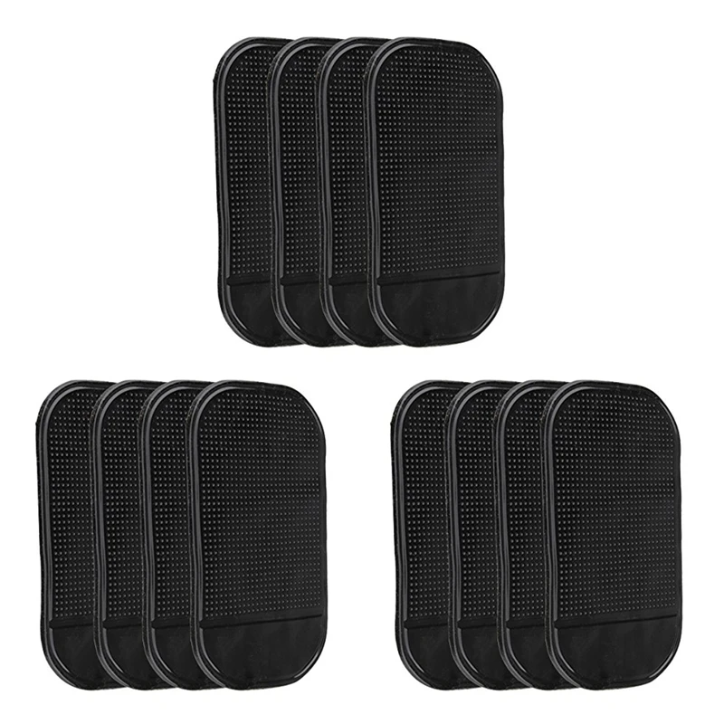 12 PCs Black Magic Sticky Pad Anti Slip Mat Car Dashboard for Cell Phone