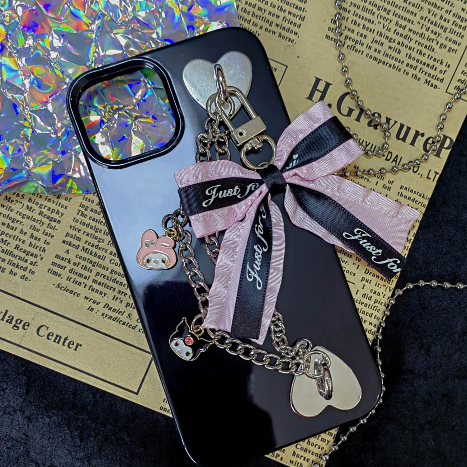 Original Design Bracelet Iphone Case For IPhone 16 15 14 13 12 11 Pro Max 14 Pro Soft Bow Lolita Cover with Pendant