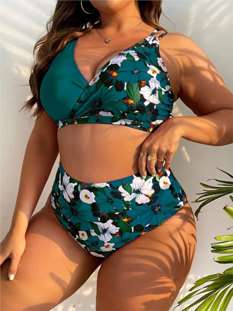 L-5XL Plus Size High Waist Bikini Women's Push Up Large Size 3XL 4XL Swimsuit Summer Mujer Tummy Control Swimwear Bikini Sets