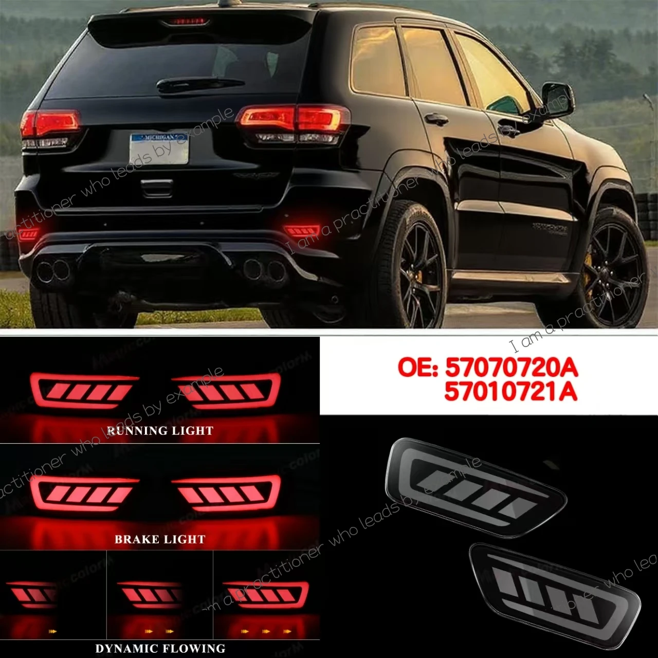 

For Dodge Journey Rear Bumper Reflector Light For Jeep Grand Cherokee 2011-2022 LED Tail Lamp Flowing Turn Signal Brake Lights