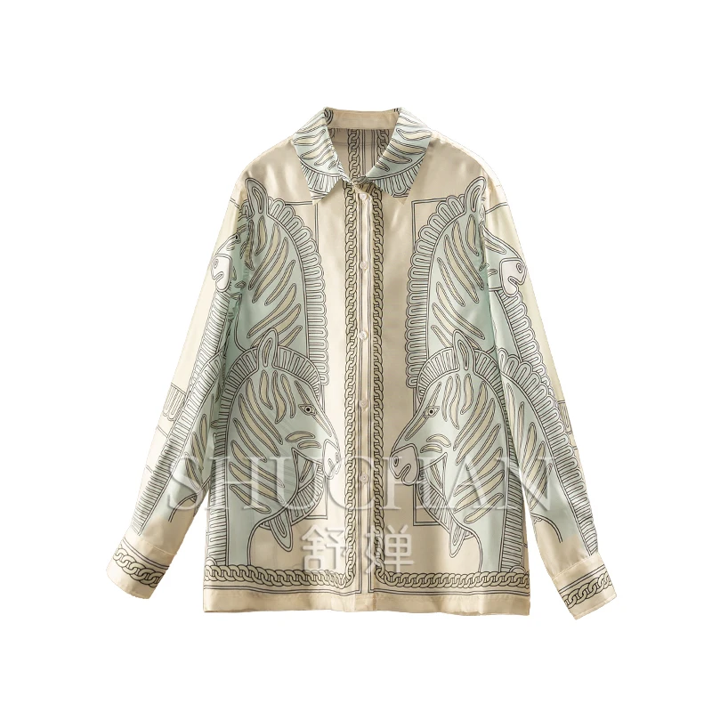 Luxury Printed Silk Twill Long-sleeved Shirt Women 30A9  Blusas Femininas Com Frete Gratis  Blouses for Women Fashion 2025