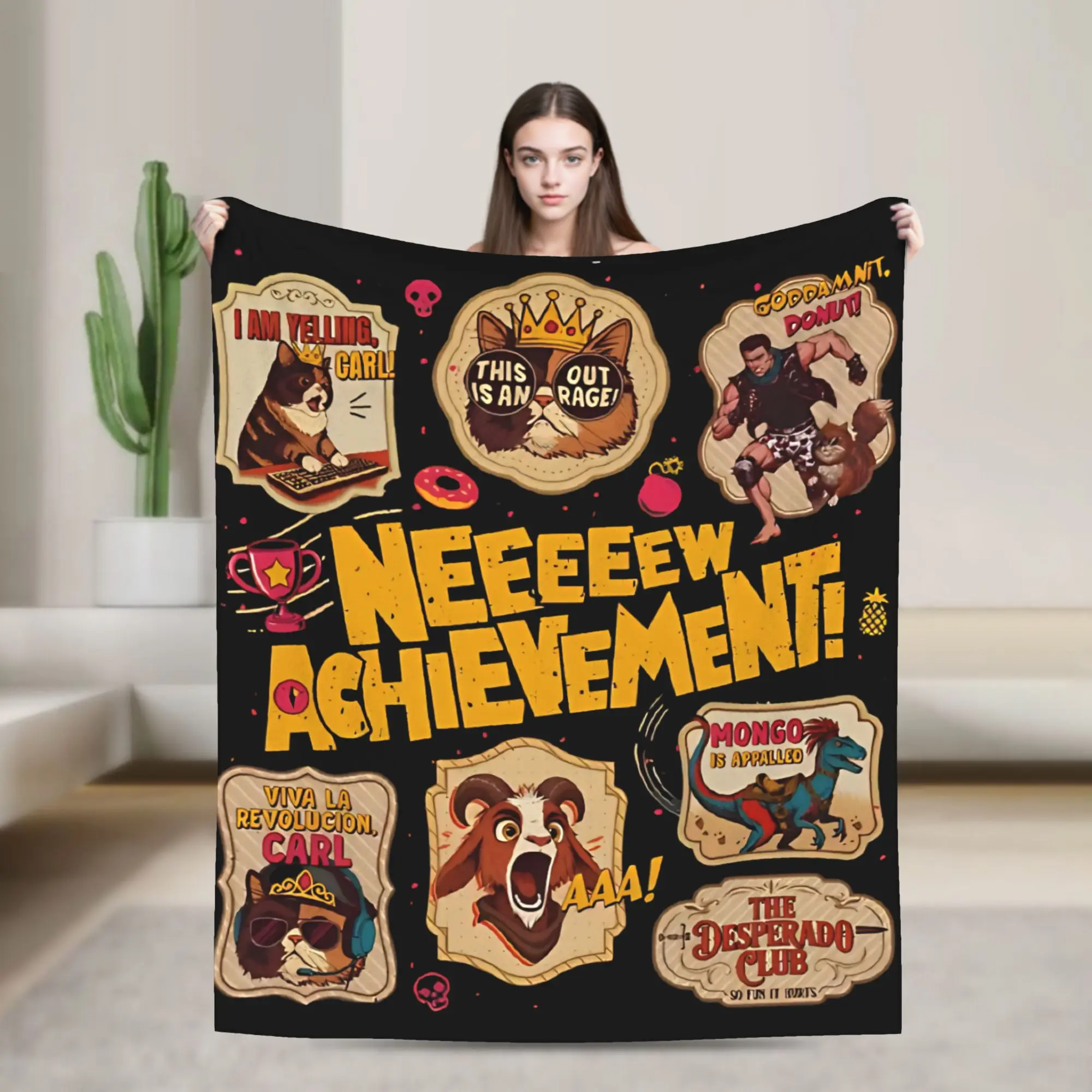 New Achievement Blanket Dungeon Crawler Carl Plush Awesome Soft Throw Blanket for Coverlet Spring Autumn