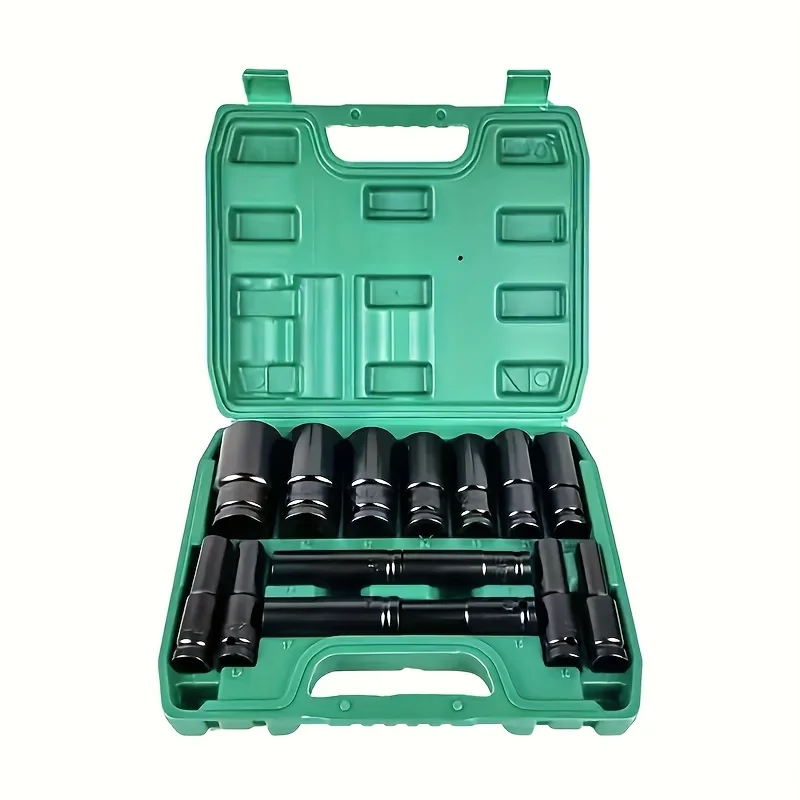 15 Pieces of 1/2 Inch Hex Impact Wrench Sockets(8-32mm), Heavy-duty Socket Set for Automotive Repair