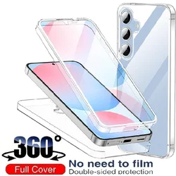 360 Full Body Case For Samsung Galaxy S25 S24 FE A16 A56 A15 A55 A35 A25 A14 A54 A53 A13 Hard Cover Clear Silicone Phone Shell