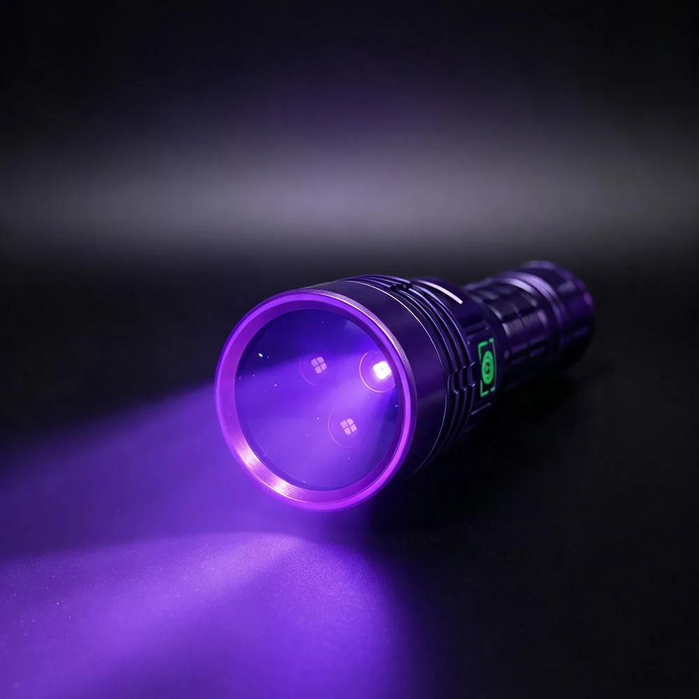 KENSUN Powerful 80W/120W/240W 365nm UV Flashlight Black Light Black Mirror Purple Light Detection Torch Rechargeable Ultraviolet