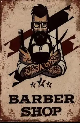 BARBER SHOP METAL TIN SIGN BARBER MR. DAPPER TATTOO ART BARBER SHOP WALL ART