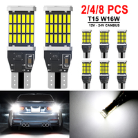 2/4/8 PCS Super Bright T15 W16W LED Bulbs Canbus Error Free 12V 24V 4014-45SMD 1000LM 6500K White Car Tail Backup Reverse Lights