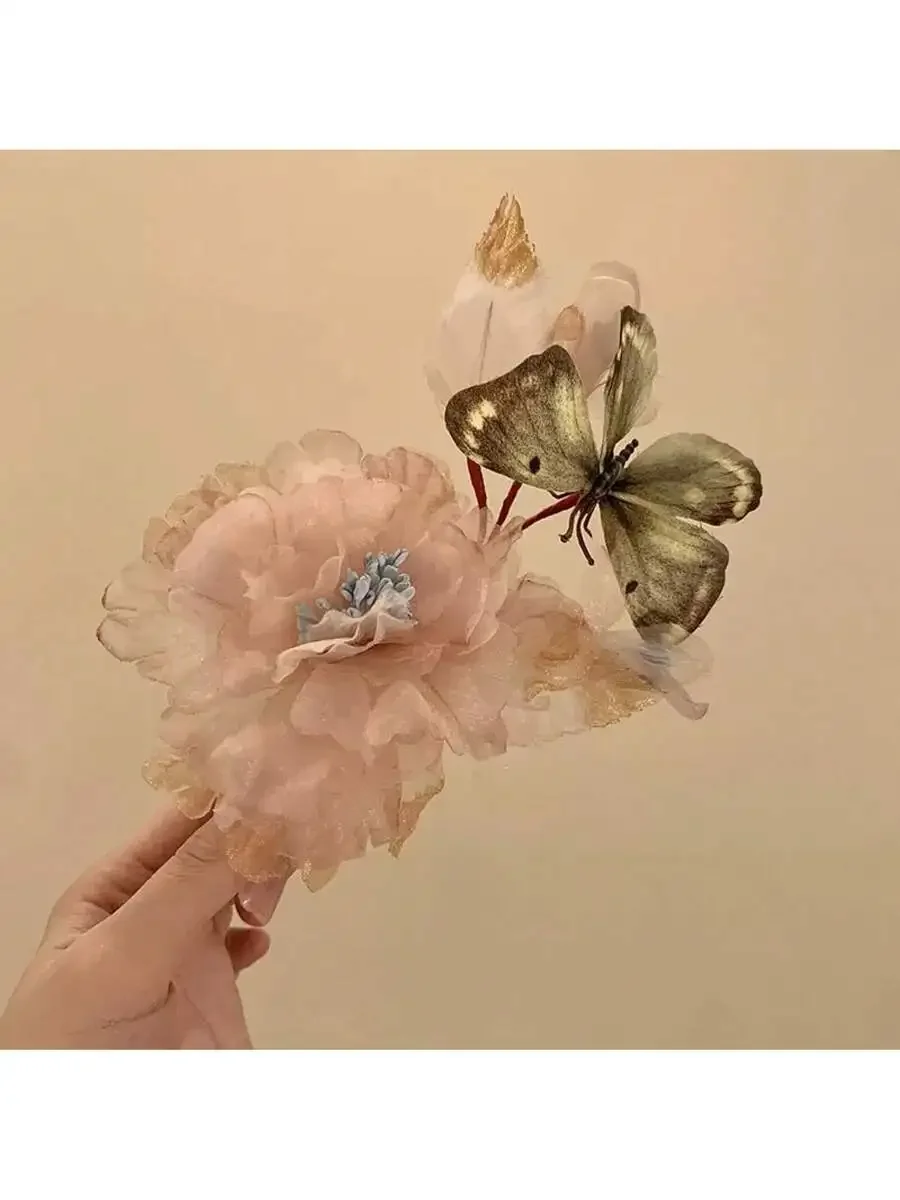 

Chinese Style Butterfly Flower Hair Clip For Women Hanfu Cheongsam Accessory