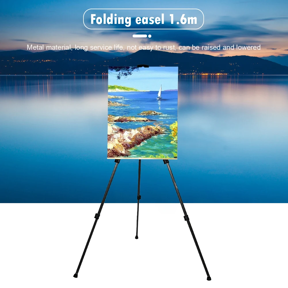 Portable Metal Easel 63 Inch Adjustable Display Travel Easel Thicken Triangle Aluminum Alloy Easel Sketch Drawing For Artist