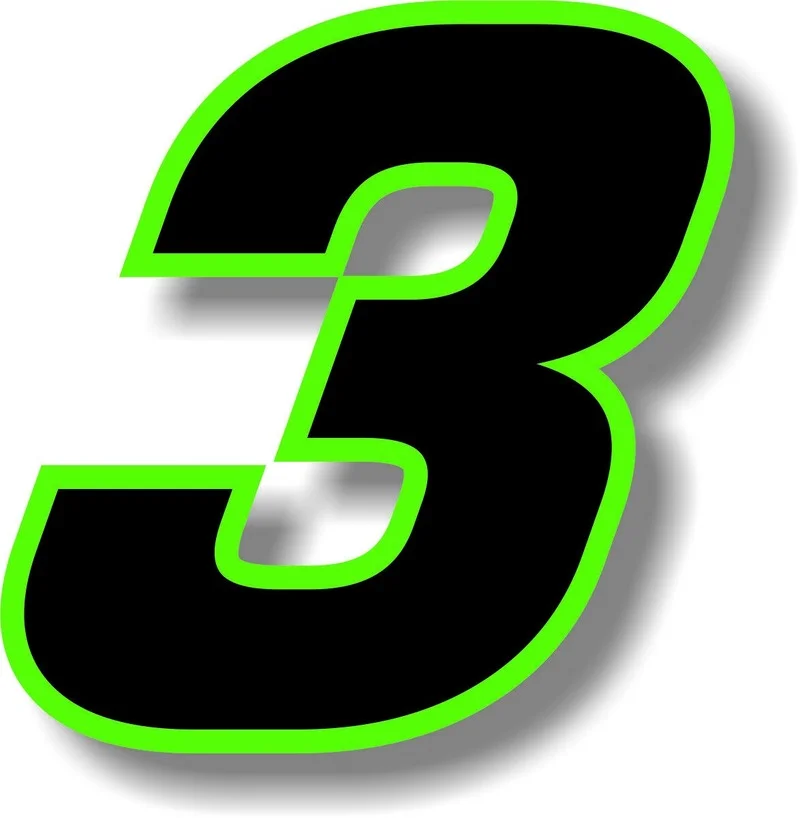 10/15 cm Classic Car Stickers Decal Graphic Black Number with Green Border Number Sticker Motorcycle K67